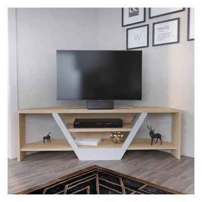 Hanah Home TV Stand Sares - Oak, White