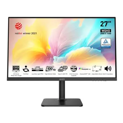 MSI monitor Modern MD272QXP, 27" IPS/2560 x 1440 (WQHD)/100Hz/1ms/HDMI/DP/USB/USB-C/Výškově nast