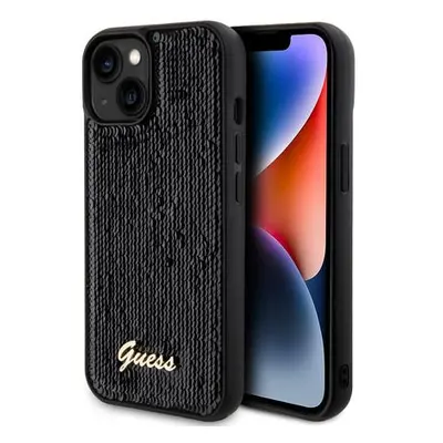 Guess Sequin Script Logo Zadní Kryt pro iPhone 15 Black