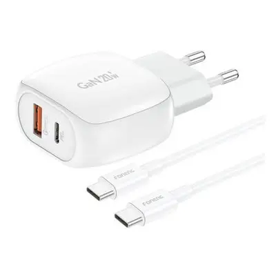 Foneng EU41 USB-C+USB-A 20W power charger + USB-C-USB-C cable (white)