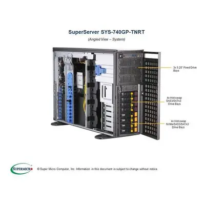 SUPERMICRO Tower/4U WS 2x LGA4189, iC621A, 16x DDR4, 8x HS (3,5"), 2x2200W (ti), 2x10GbE, IPMI, 