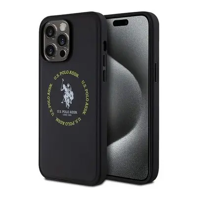 U.S. Polo PU Leather Printed Round Double Horse MagSafe Zadní Kryt pro iPhone 15 Pro Max Black