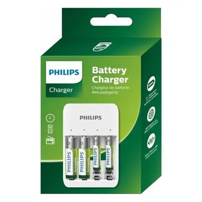 Philips SCB4013NB/00 Nabíječka baterií USB + 2x AA + 2x AAA akumulátory