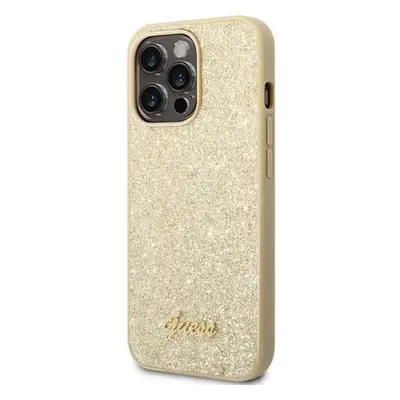 Guess PC/TPU Glitter Flakes Metal Logo kryt iPhone 14 Pro Max zlatý