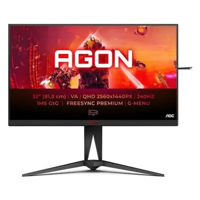 AOC LCD AGON herní AG325QZN 31,5" VA/2560x1440@240Hz/1ms/400cd/2xHDMI/2xDP/4xUSB/Pivot/VESA, AG3