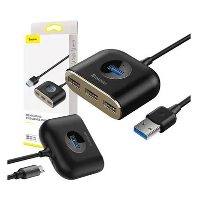 Baseus Square Round USB Adapter HUB USB 3.0 to 1x USB 3.0 + 3x USB 2.0.1m Black