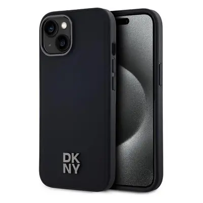 DKNY PU Leather Stack Logo Magsafe Zadní Kryt pro iPhone 15 Black