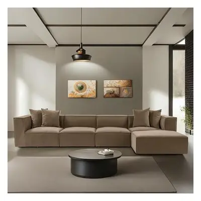 Atelier del Sofa Corner Sofa Sora (L1-O1-O1-1R-POUFFE ) - Brown Brown