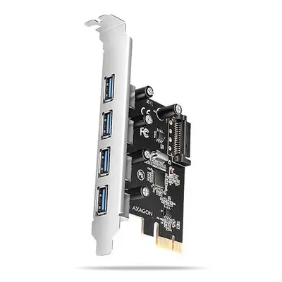 AXAGON PCEU-430RS, PCIe řadič, 4x USB 5Gbps port, SATA napájení, Renesas PD720201, SP, PCEU-430R