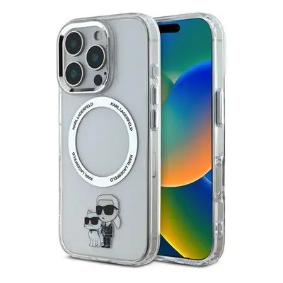 Karl Lagerfeld IML Karl and Choupette MagSafe Zadní Kryt pro iPhone 16 Pro Transparent