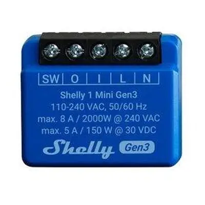 Shelly 1 Mini Gen3 - spínací modul 1x 8A (WiFi, Bluetooth)