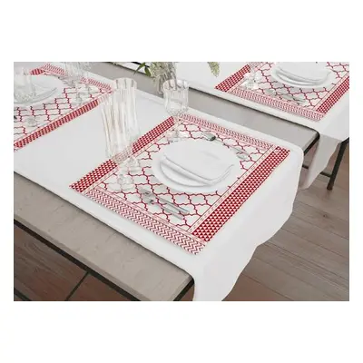 Hermia Table Mat Set (6 Pieces) TXT0227 RedWhite