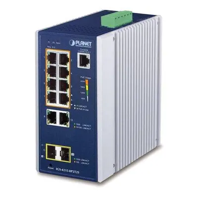 Planet IGS-4215-8P2T2S Gigabit PoE switch 10x TP (8x PoE)+ 2x SFP, 802.3at 240W,IP30, -40 až 75°