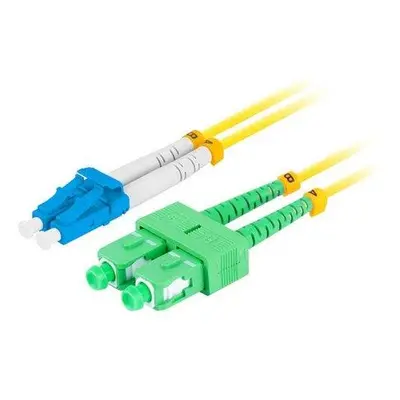 LANBERG optický patch cord SM LC/UPC-SC/APC duplex 2m LSZH G657A1 průměr 3mm žlutá, FO-LUSA-SD11