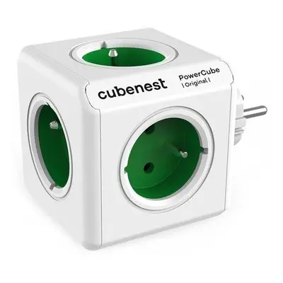 Cubenest Powercube Original, 5× zásuvka, bílá/zelená, dětská pojistka, uzemnění, max. 16A/250V~