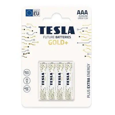 TESLA GOLD+ alkalická baterie AAA (LR03, mikrotužková, blister) 4 ks