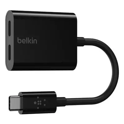 Belkin USB-C adaptér/rozdvojka - USB-C napájení + USB-C audio / nabíjecí adaptér, černá (F7U081b