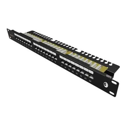 Solarix Patch panel 24x RJ-45 Cat6 UTP s vyvazovací lištou 1U SX24L-6-UTP-BK-N, SX24L-6-UTP-BK-N