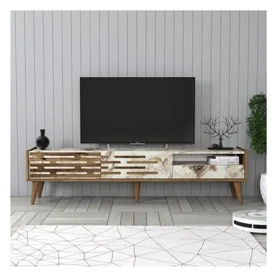 Hanah Home TV Stand Valensiya - Walnut, White, Marble WalnutWhiteMarble