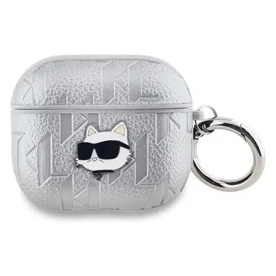 Karl Lagerfeld PU Embossed Choupette Head pouzdro AirPods 3 stříbrné