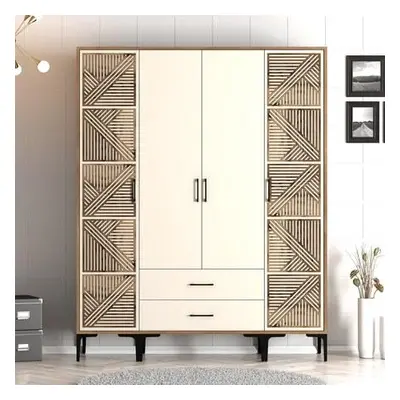 Hanah Home Wardrobe Kumsal PTP - Walnut, Cream WalnutCream