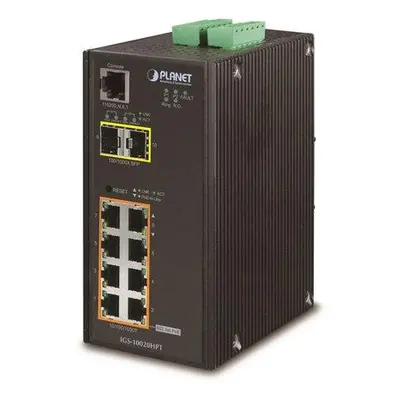 Planet IGS-10020HPT Průmyslový Switch 8x 10/100/1000 PoE+ (270W) + 2x 100/1000 SFP, Management, 