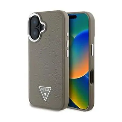 Guess PU Grained Triangle Logo Zadní Kryt pro iPhone 16 Brown