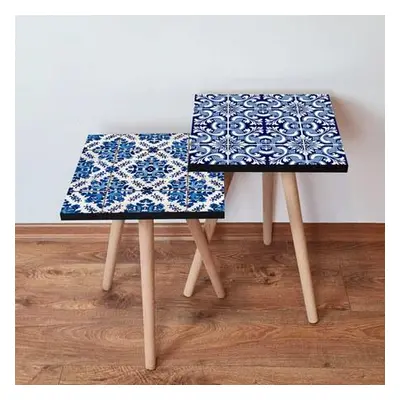 Hanah Home Nesting Table (2 Pieces) 2SHP406 - Navy Blue Navy BlueBlueWhite