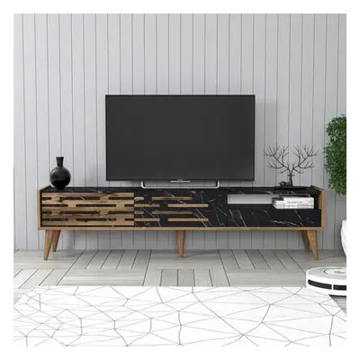 Hanah Home TV Stand Valensiya - Walnut, Black, Marble WalnutBlackMarble