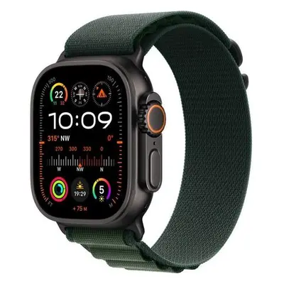 Apple Watch Ultra 2 GPS + Cellular 49mm Black Titanium Case with Dark Green Alpine Loop - Large 