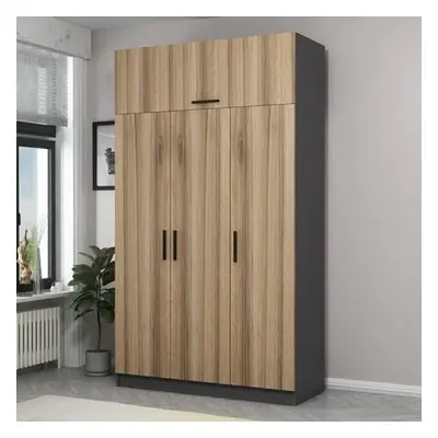 Hanah Home Wardrobe Minar 3 Kapak 2 Çekmece 255 - Dore, Anthracite DoreAnthracite