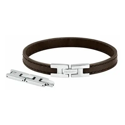 Trussardi Módní tmavě hnědý kožený náramek T-Leather TJAXZ02