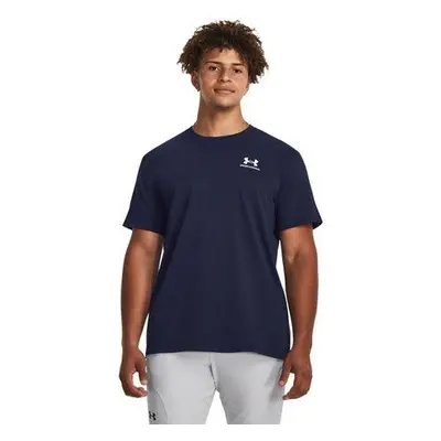 Under Armour Pánské tričko Logo Emb Heavyweight SS midnight navy S, Tmavě, modrá