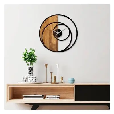 Wallity Decorative Wooden Wall Clock Circle WalnutBlack