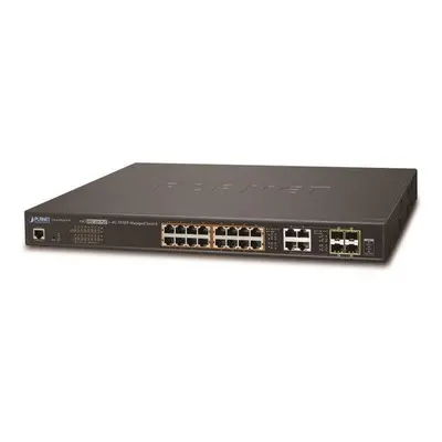 Planet GS-4210-16P4C PoE switch L2/L4, 20(16 PoE)x 1000Base-T, 4x SFP, Web/SNMPv3, ext 10Mb/s, 8