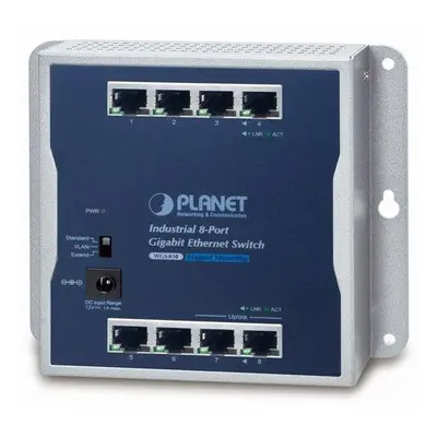 Planet průmyslový plochý switch 8x 1Gb, 12VDC, IP30, -20/60st, fanless, WGS-810