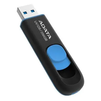 ADATA Flash Disk 256GB UV128, USB 3.1 Dash Drive (R:90/W:40 MB/s) černá/modrá, AUV128-256G-RBE