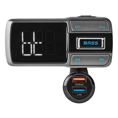 NEDIS FM Transmitter do auta/ Hands free volání/ 2.0 "/ LED obrazovka/ Bluetooth 5.0/ 12 - 24 V 