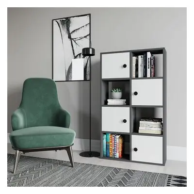 Hanah Home Bookshelf Tasso - Anthracite, White AnthraciteWhite