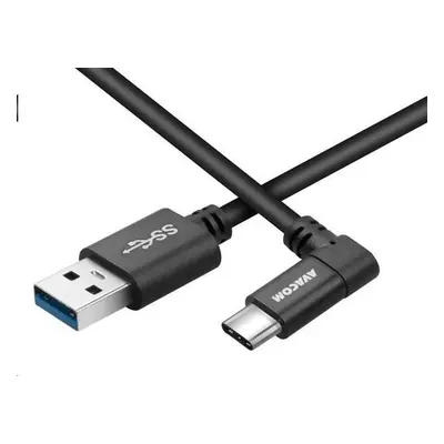 AVACOM datový a nabíjecí kabel USB - USB Type-C, 100cm, konektor v úhlu 90°, černý