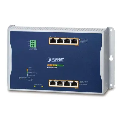 Planet průmyslový plochý switch L2/L4, 8x1Gb, 2xSFP, PoE 95/360W, dual 48-56VDC, IP30, -40/75°C,