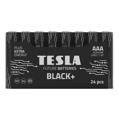 TESLA BLACK+ alkalická baterie AAA (LR03, mikrotužková, fólie) 24 ks