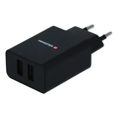 SWISSTEN Smart IC síťový adaptér 2x USB 2,1A černý (eco- balení)