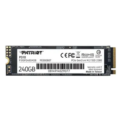 PATRIOT P310 SSD 240GB NVMe M.2 PCIe (čtení max. 1700MB/s, zápis max. 1000MB/s)