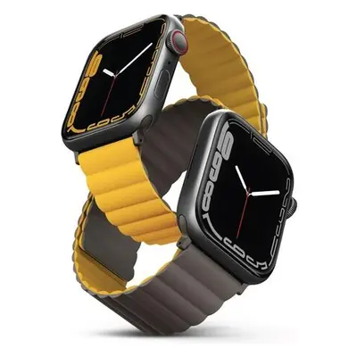 UNIQ Revix oboustranný řemínek pro Apple Watch 49/45/44/42mm Mustard (Hořčicový/Khaki)