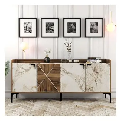 Hanah Home Console Venedik - Walnut, White Marble WalnutWhite