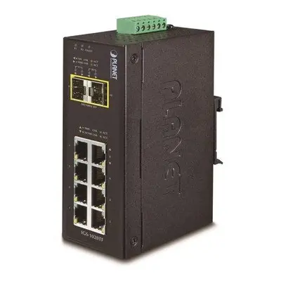 Planet IGS-1020TF Průmyslový Switch 8x 10/100/1000T, 2x 100/1000X SFP, -40~+75°C, IGS-1020TF