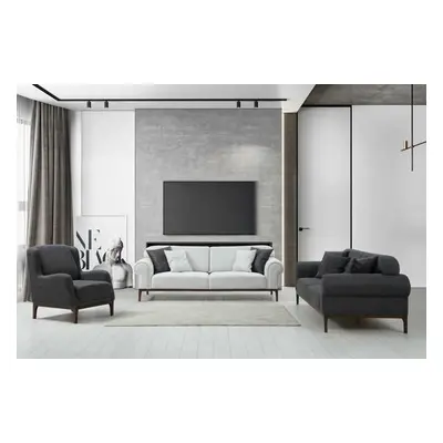 Atelier del Sofa Sofa Set London Set 3+3+3 - Ares White, Dark Grey Ares WhiteDark Grey