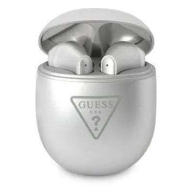 Guess True Wireless Triangle Logo BT5.0 4H Stereo Earphones Silver