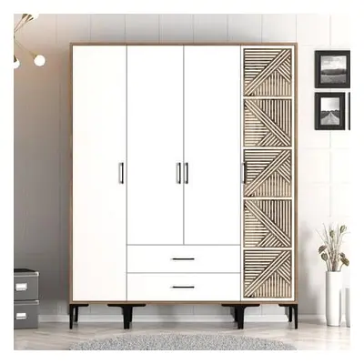 Hanah Home Wardrobe Kumsal STP - Walnut, White WalnutWhite